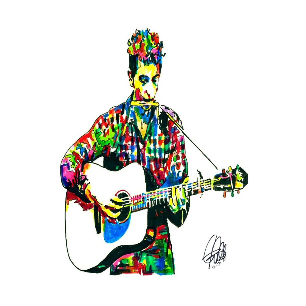 Bob Dylan Guitar Folk Rock Music Poster Print Wall Art 11x17